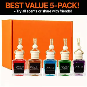 5 Bottles-In-1-Pack: Car Air Freshener Diffuser Choose from Multi Scents, Hanging Car Diffuser, Car Decor Accessory, Long Lasting.  It Is The Best Gift for Family, Friends And Oneself - Christmas Halloween Birthday Gift - Stocking Stuffer