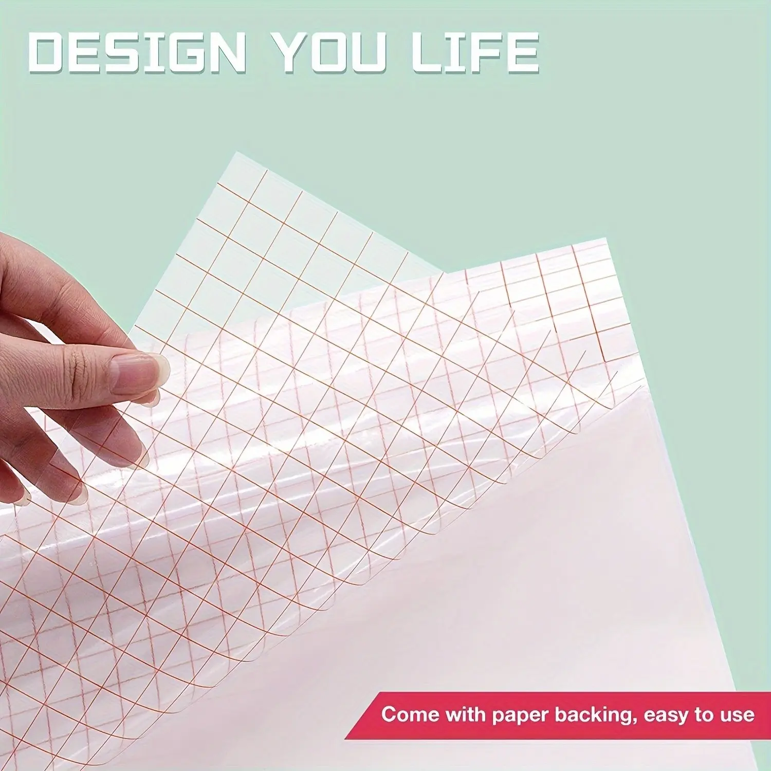 Transparent Vinyl Transfer Paper Roll, 30.48 X 100 Cm with Alignment Grid, Adhesive Vinyl for Stickers, Signs, Windows, Diy Decal Film