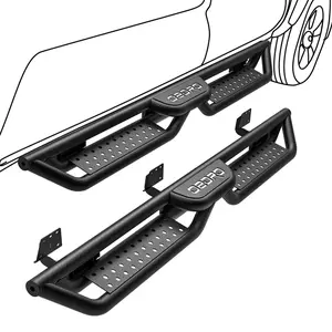 OEDRO Running Boards Compatible with 2024-2025 Toyota Tacoma Double/Crew Cab 4 Full-Size Doors, Two Stair Design Side Step Rails, Powder-Coated Black Carbon Steel Nerf Bars