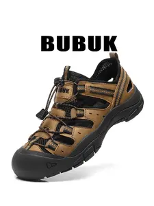 BUBUK Men's Sporty Open-Toe Outdoor Sandals, Anti-Slip Casual Slippers, Fashionable Hole Shoes, Lightweight Comfort, Unisex, Ideal for Hiking, Travel, Work