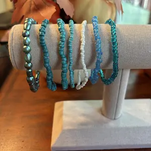 Teal Beaded Bracelet Stack