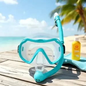 Adult Scuba Diving Equipment Set with Anti-Fog Full Face Mask, Dry Top Snorkel, and Portable Bag, Suitable for Snorkeling, Freediving, Swimming, and Travel