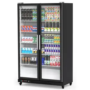 【GARVEE】Commercial Refrigerator, Glass Door with LED Lighting - Upright Beverage Display Cooler for Home, Store, Gym, or Office, Featuring Double Swing Doors and 39 cu.ft
