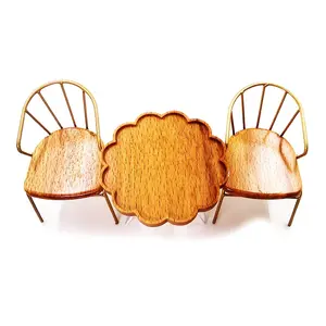 Nordic Style Bistro Set with Chairs and Table 1:12 Miniature for Dollhouse Courtyard Scene, Simple Furniture Perfect Christmas Gift