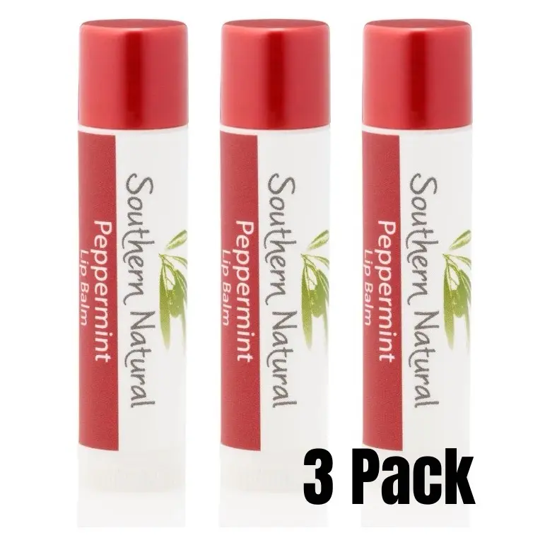 Southern Natural Peppermint Lip Balm - Soft and Refreshing Formula, Delicious Peppermint Flavor, Skincare Comfort Oil Sunflower Beeswax Moisturizing Scent Cocoa Butter Shea Butter Moisture