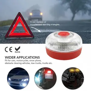 V16 Spain Flashing LED Emergency Light USB Rechargeable Magnetic Induction Auto Strobe Flashing Warning Light Help Flash Safety Signal Lamp