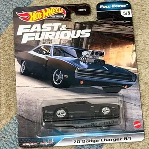 Hot Wheels Premium Fast & Furious Full Force, 1970 Dodge Charger R/T, Black MOC Die-Cast Vehicle