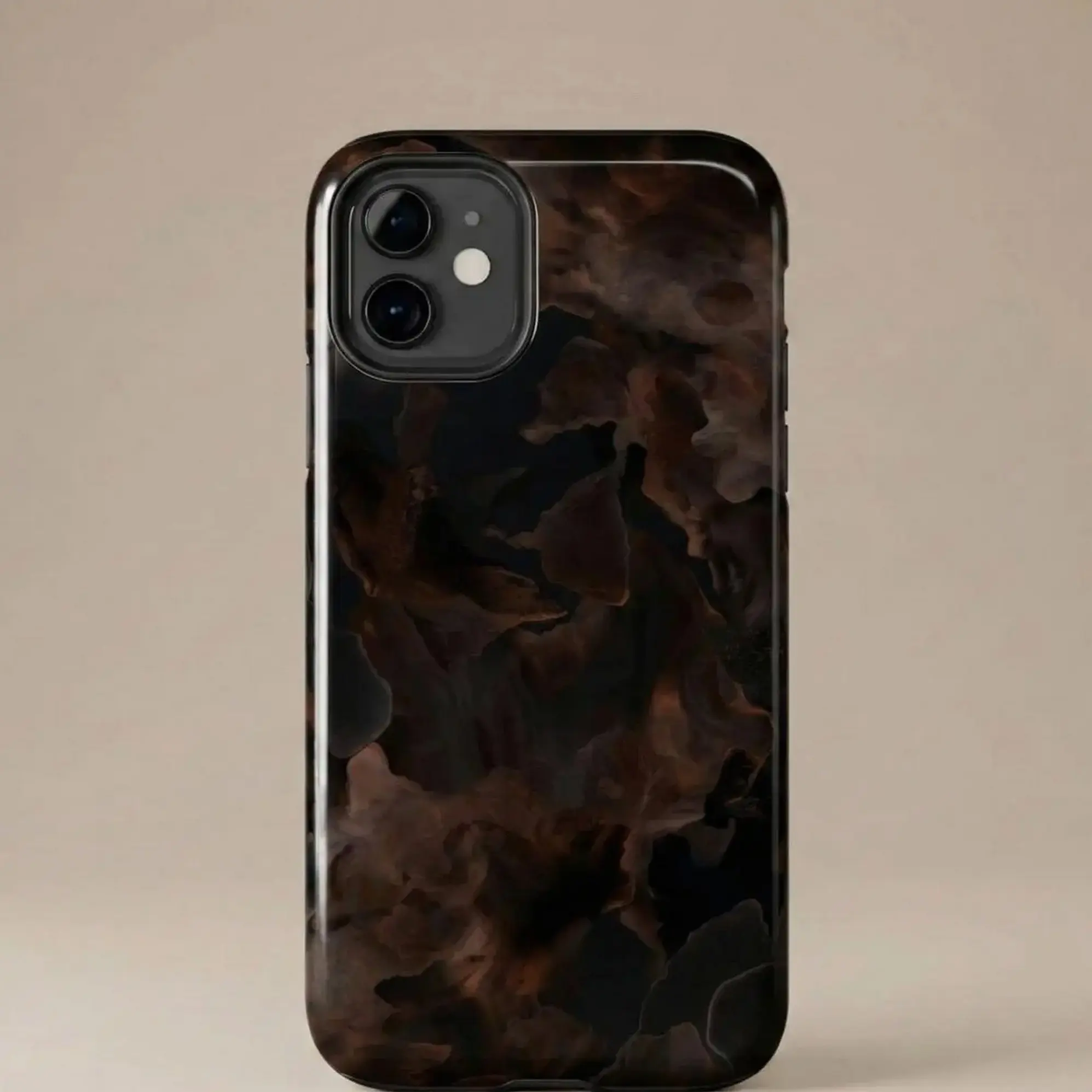 Dark Brown Tortoise Shell Marble Phone Case _ Tough Phone Case Preppy for iPhone