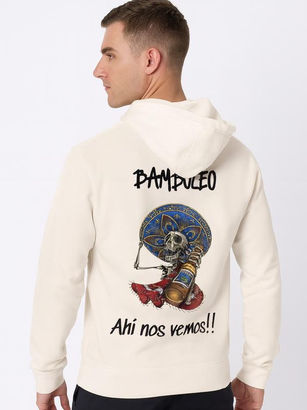 Bamboleo Unisex Hoodie Red/White/Grey/Bone Fitted Casual Winter Medium Length 100% Cotton Face 65% Cotton 35% Polyester Front Pouch Pocket Matching Flat Drawstrings 3-Panel Hood Women's Streetwear