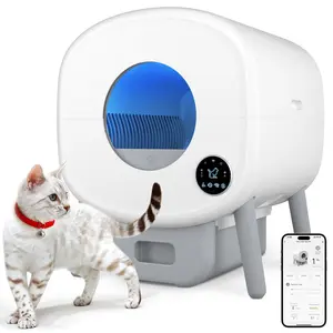 TAYACICY Automatic Self Cleaning Litter Box, Large Capacity Cat Litter Box Self Cleaning for Cats 2.2-33lbs, App Control,Safety Protection, 2 Roll Garbage Bags,White & Grey