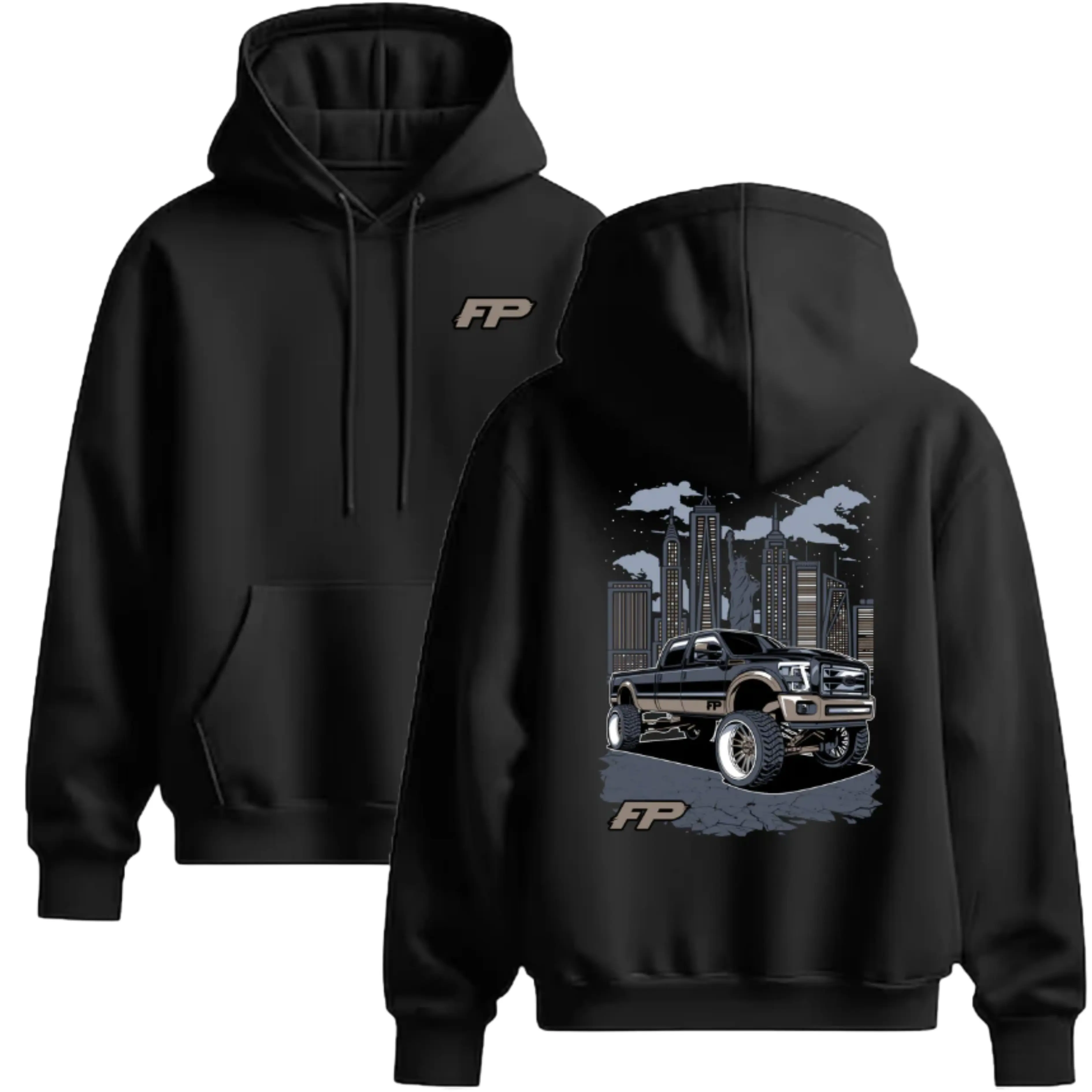 FP Performance Truck Hoodie - 2-Sided Pickup Graphic Pullover, Diesel Lifestyle Streetwear, Long Sleeve Big Size Hoodies for Women, Trendy Fall Outfit Gift for Truck Enthusiasts, Graphic Hoodie