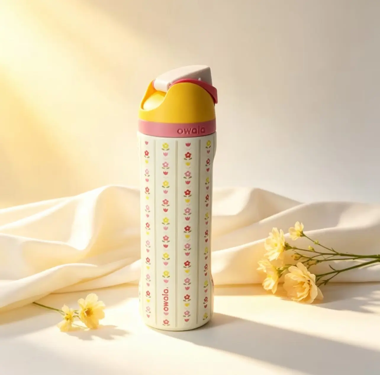 Owala 24oz Floral 304 Stainless Steel Vacuum Flask - Temperature-Retaining, Ruggedly Durable, Large Capacity for Daily Commutes, Workouts, Coffee Use, Flasks