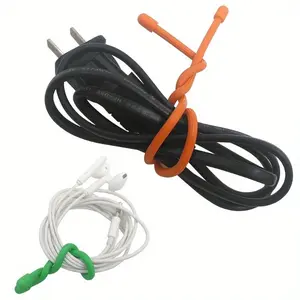 5pcs Silicone Cable Wire Ties, Reusable Elastic Bands Holder For Cord Management, Cording, Hanging, Reusable Rubber Twist Tie, Random Color, 3 /8/6 Inches
