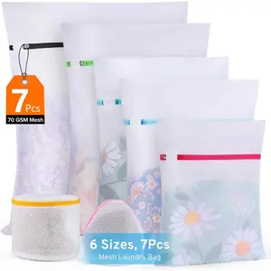 7-piece set of size 6 mesh laundry bag with automatic zipper, women's underwear bag, laundry bag mesh laundry bag, jeans exquisite laundry bag, women's shirt, long socks, bra