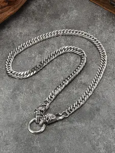 Gothic Punk Skull Chain Necklace, Stainless Steel Hip Hop Fashion Pendant, Daily Wear, Party, Street Rap Style Jewelry, Cuban Link Design Necklace