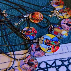 Kolye Pou Tout Espri Colorful Religious Icon Necklace with Detailed Artwork and Adjustable Cord for Everyday Wear