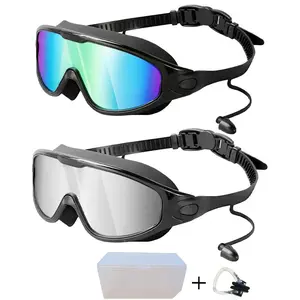 Swim Goggles 2 Pack, Wide View Anti Fog&UV Swimming Goggles for Audlt, No Leaking Swim Glasses for Men Women & Kids & Unisex