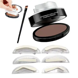 Waterproof Eyebrow Powder Kit with Detachable Sponges, Stamp Style Eyebrow Makeup, Natural Delicate Brow Shaping Tinting Coloring, Multiple Shades