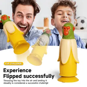 Cute Banana Monkey Vs Shark Man Standing Throw Challenge Toy, Exciting Flip Throw Game, Fun Tabletop Challenge, Office Board Game