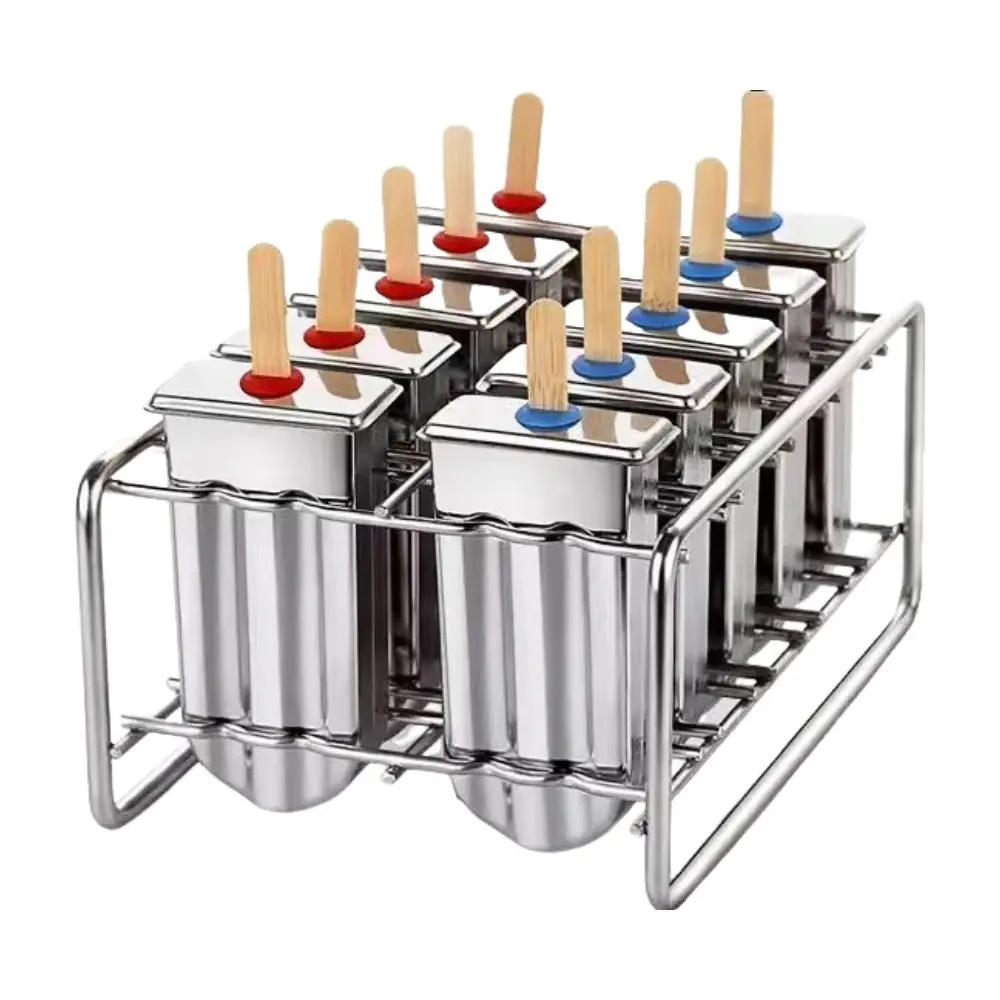 10-Piece Stainless Steel Ice Pop Molds Set, Kitchen, Modern Minimalist Design, Reusable DIY Ice Lolly Molds, Popsicle Mold, Popsicles Molds, Kitchen Gadgets, Perfect for Summer Parties