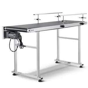 Summervibes VEVOR Belt Conveyor, 59x 15.7 inch Conveyor Table, Heavy Duty Stainless Steel Motorized Belt Conveyor for Inkjet Coding Applications Powered PVC Belt Anti-Static Adjustable Speed (Double Guardrail)