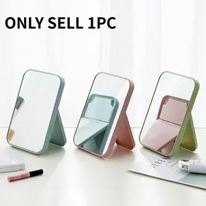 1pc desktop folding makeup mirror portable student dormitory desktop hanging small mirror dressing mirror portable mirror Travel Mirror Foldable Makeup Mirror