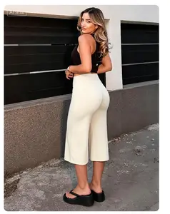 Jetjoy Wide Leg Capri Pants  Legging  for Women- No Front Seam Straight Leg, Wide Leg Capri Pants Gym Work Pilates Outfits  High Waist Active Wide Leg Capri Pants Yoga Outfits Womenswear Aesthetics Stretchy