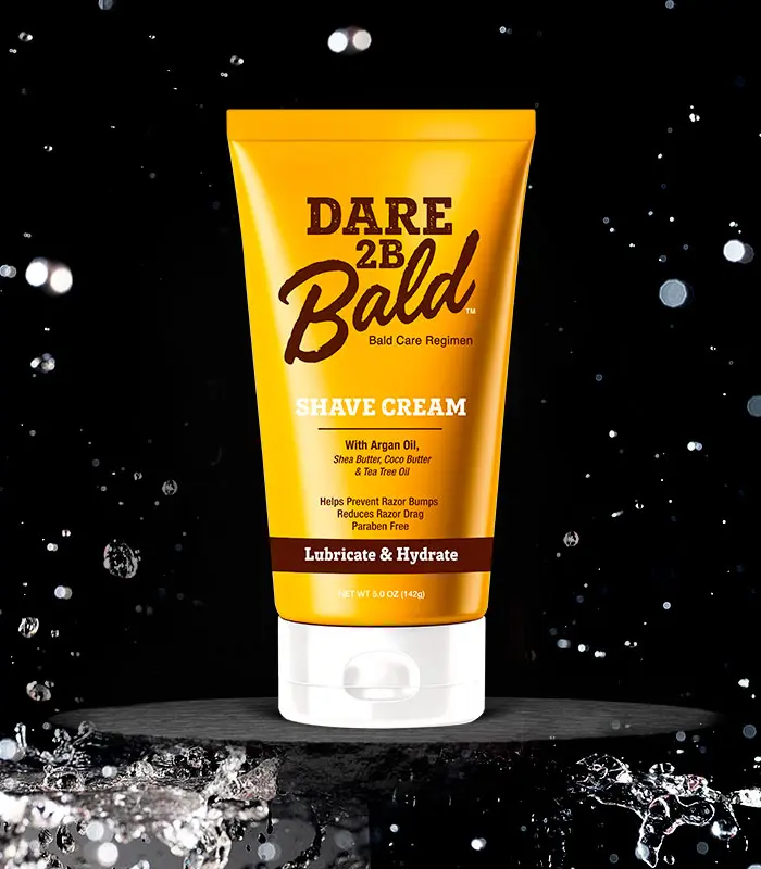 DARE TO BE BALD Hydrating Shaving Cream for Adults - Men's 2-in-1 Shaving Foam & Aftershave Moisturizer Tube with Argan Oil, Tea Tree Oil, Menthol Crystals, Conditioning Formula for Smooth Shaves, Razor Bump Reduction, All Skin Types, Hydration, No, Razor