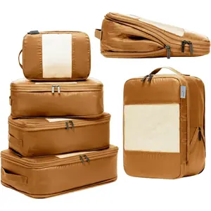 6-Pack Large Compression Packing Cubes for Travel - Lightweight Compression Packing Cube Set, Water-Resistant Luggage Organizer Bags & Suitcase Organizers, Travel Cubes for Carry-, Checked Luggage