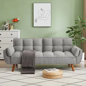 75" Convertible Sofa Bed Folding Loveseat Couch, Modern Futon Recliner Sleeper With Adjustable Backrest