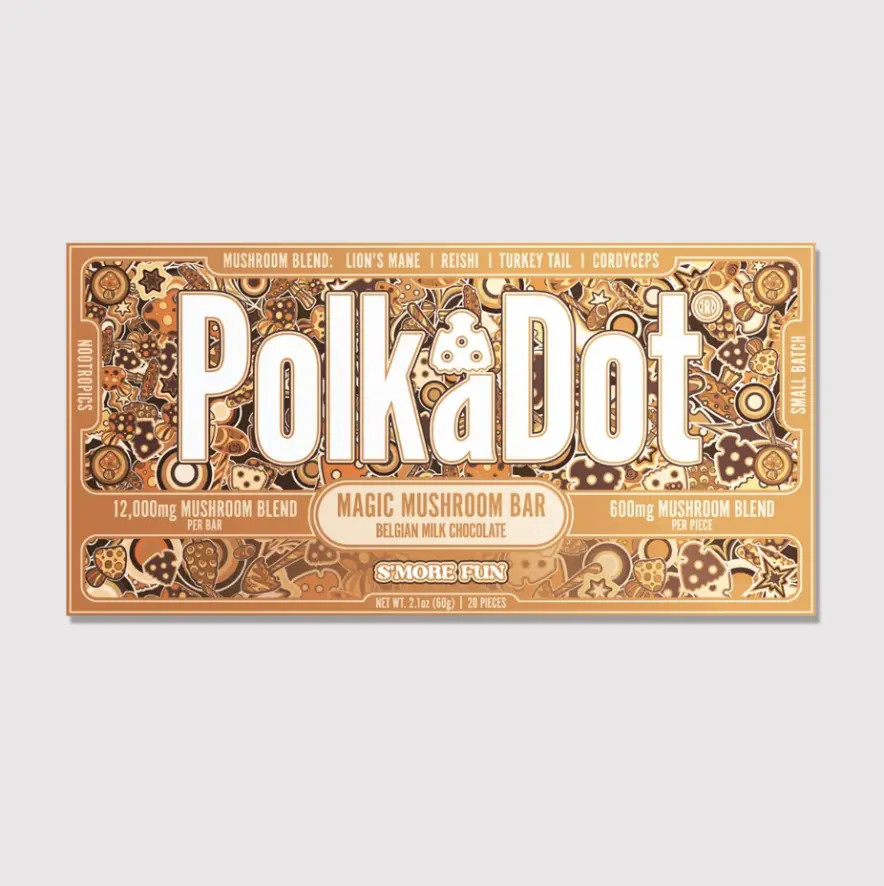 Polkadot Belgian Chocolate, 20 Count, High Potency Plant-based Snack, S'more Fun, 100% Organic, High-Quality Ingredients, Made in USA, All Natural, Healthy Chocolate, 20 Piece Chocolate Bar