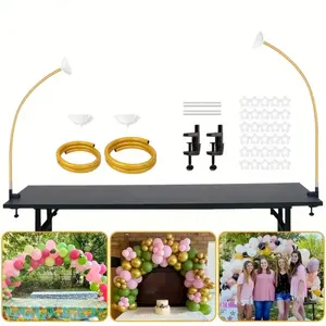 Gold Balloon Stand Kit, 4.9ft & 3.3ft Free Bending Balloon Tabletop Stand, Half Arch Balloon Stand for Wedding, Birthday, Graduation, and More, Halloween Decorations, Christmas Decorations