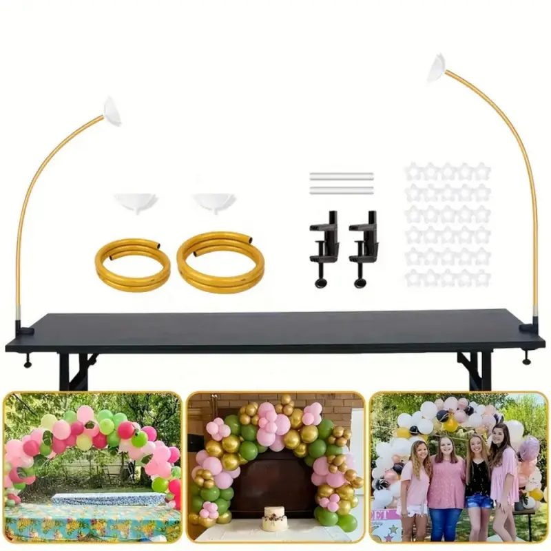 Gold Balloon Stand Kit, Balloon Arch Set, 4.9ft & 3.3ft Free Bending Balloon Tabletop Stand, Half Arch Balloon Stand for Wedding, Birthday, Graduation, and More, Halloween Decorations, Christmas Decorations, Party Balloons Decorations