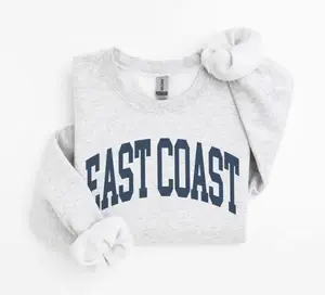 East Coast Sweatshirt, Vintage Varsity Aesthetic, Trendy Travel Destination Gift, Unisex Crewneck Sweatshirt M7E