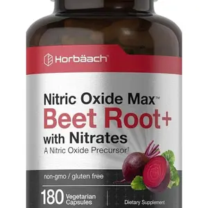 Horbäach Nitric Oxide Beet Root Capsules | 180 Count | with Nitrates and Precursor | for Men and Women | Vegetarian, Non-GMO, Gluten Free Supplement