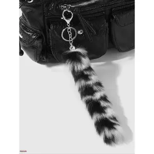 Leopard Print Plush Tail Keychain – Cute Fuzzy Animal Tail Bag Charm, Soft Fluffy Keyring for Women & Girls, Trendy Y2K Style Bag Accessory, DIY Keychain for Backpack, Purse, All-Season Gift