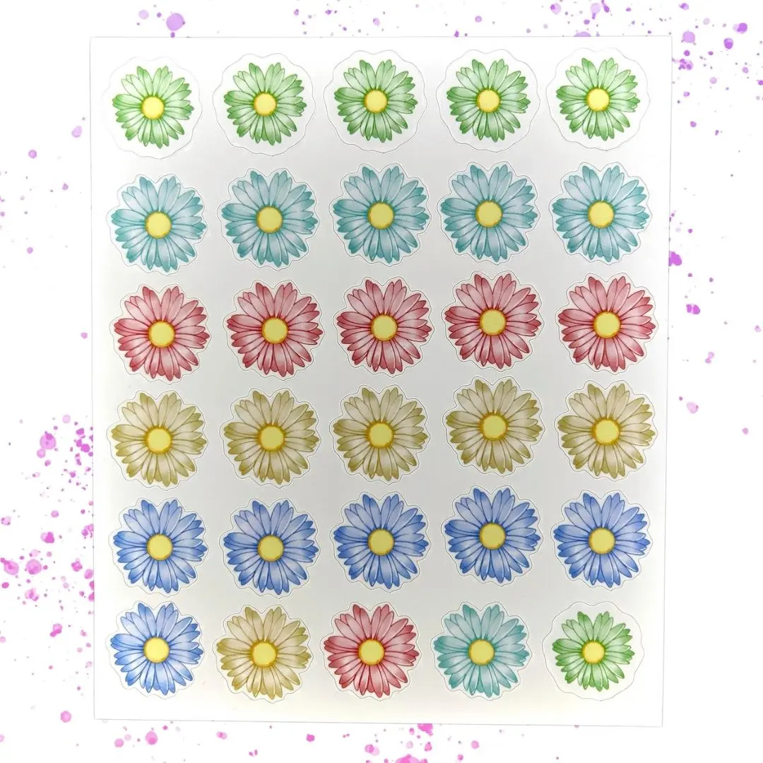 Daisy Flower Sticker Sheet - Floral Stickers - Floral Sticker Sheet