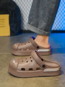 Men's Breathable Clogs: Detachable Heel Strap Design, Summer Non-Stuffy Casual Slippers