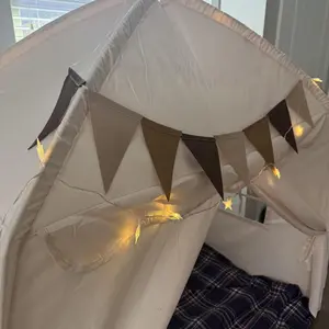 Kids Play Tent with Tassel, Large Play Tent with Star Light, Portable & Foldable Teepee, Bed Canopy for Girls and Boys, JoyHut, Indoor Outdoor Dome Tent Playhouse