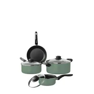 Mainstays 7 Piece Nonstick Aluminum Pots and Pans Cookware Set, Green