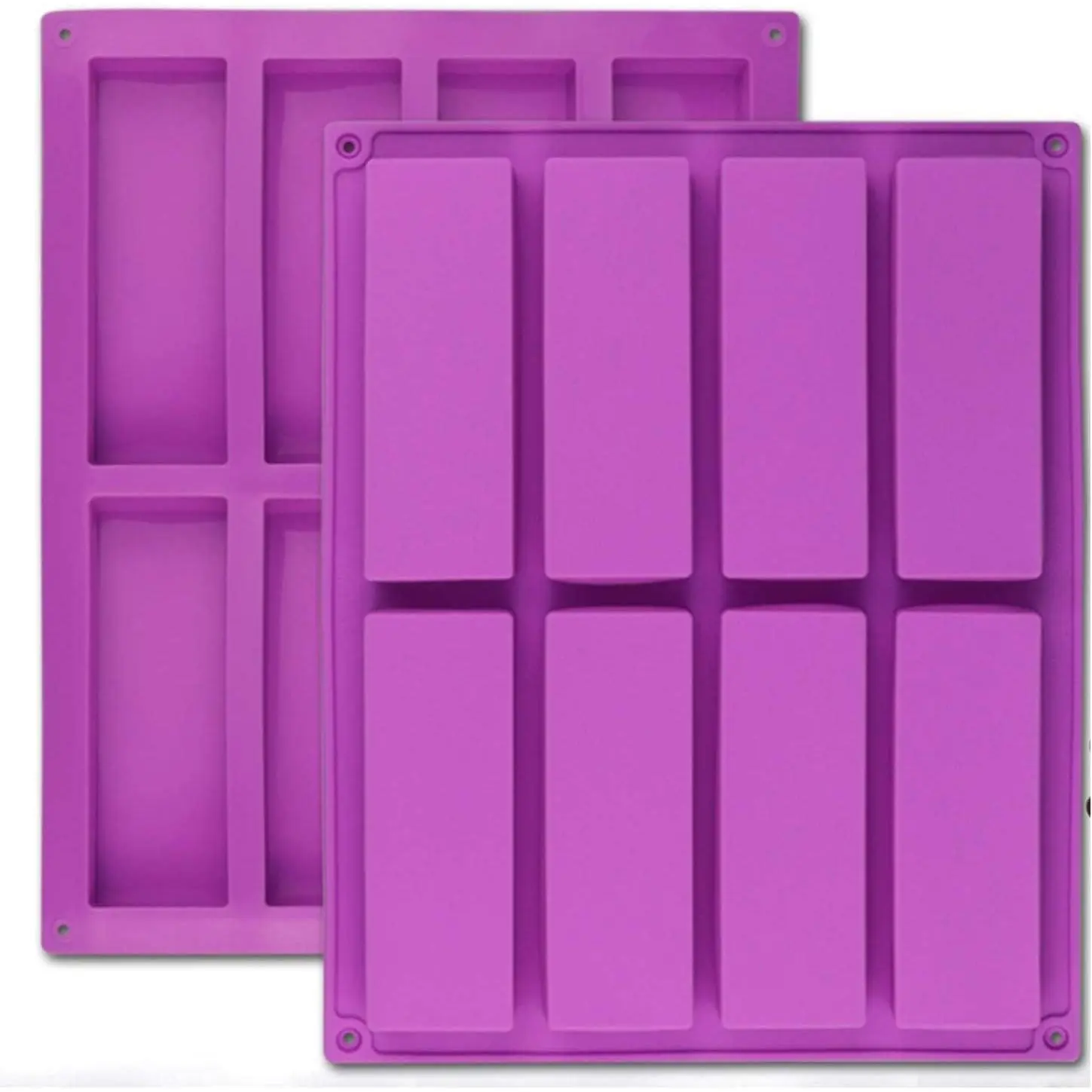 Large Rectangle  Mold 2 count 8-Cavity Granola Bar Nutrition Cereal Bar Moulds Baking Pan for Energy Bar  Truffles Muffin Brownie Cornbread Cheesecake Pudding and Soap