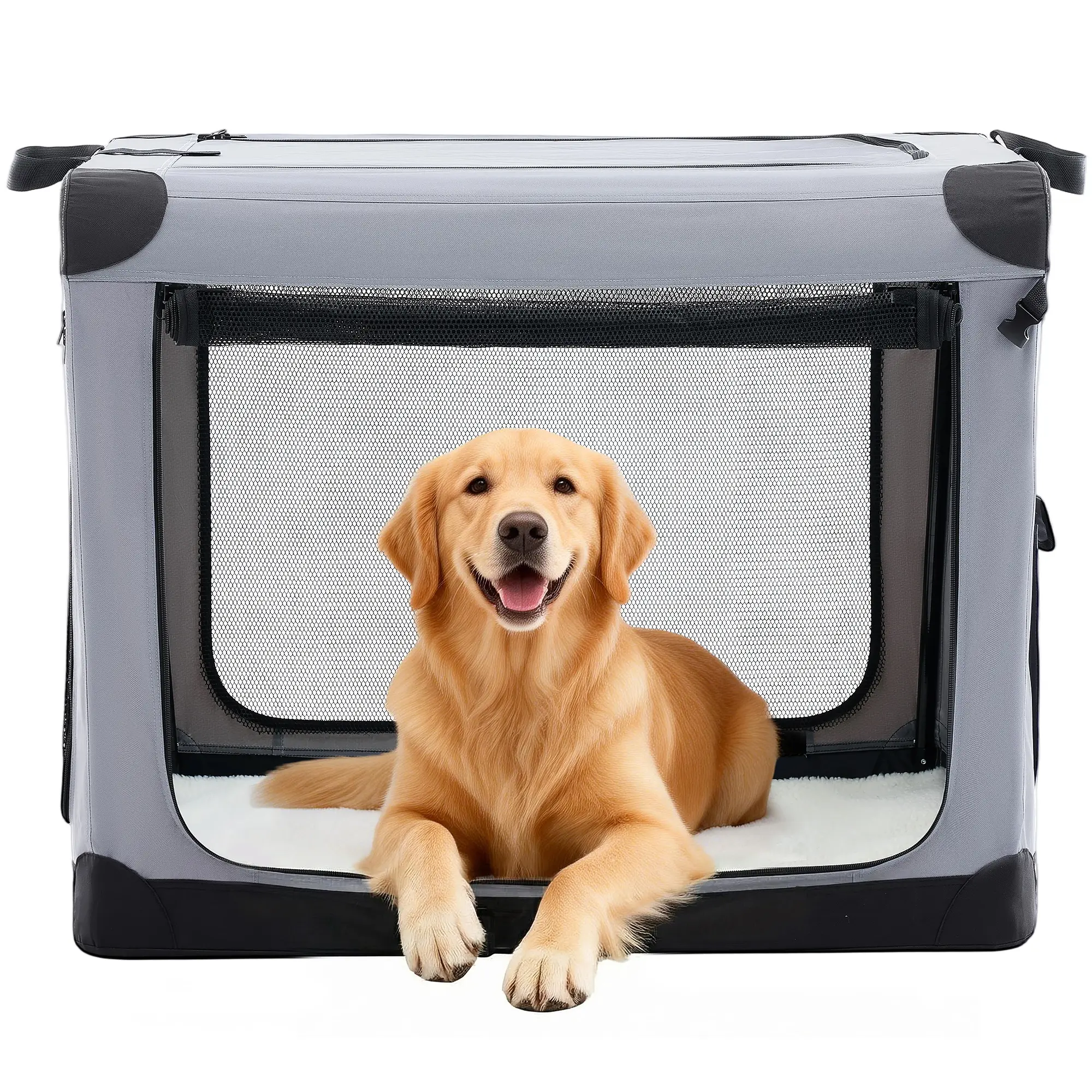 Soft-Sided Dog Cage, 26/30/36/42Inch Portable Travel Crate With 4-Side Ventilation & No-Tools Setup,Ideal For Car, Hotel, And Vet Visits With Medium Sized Breeds Cage