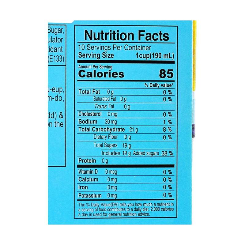 WOONGJIN BABA Ice Blue Lemon Juice Drink 190ml x 10 Packs - Low Calorie, Zero Fat, Refreshing Korean Beverage