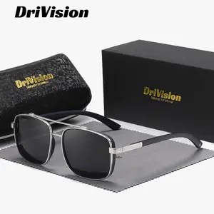 Drivision unisex Premium Craftsmanship stylish full-frame polarized sunglasses outdoor activities square frame minimalist sunglasses UV400.