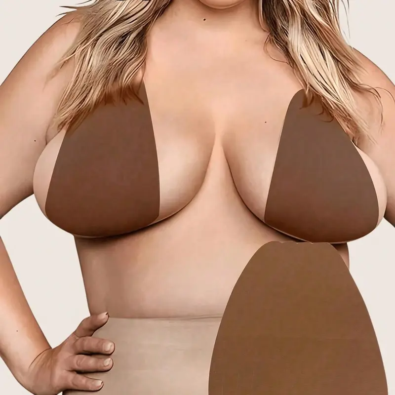 4-Piece Plus Size Invisible Chest Lift Tape Bra Pad, Invisible Bra Padding, Self-Adhesive Push-Up Bra Straps, Supportive Brassiere Enhancer, Fits B-F Cup Women, Xl-Xxxl, Backless Design, Bra Accessories
