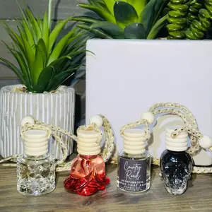 Fresh Scented Hanging Car Air Diffuser Non-Toxic Phthalate Free Fragrance Oil Viral Air Skull-Shaped 8ml Vanilla Sun Washed Linen Spring Rainfall Lemon Lavender Pineapple Sage Citrus Agave Lime Leaf Bergamot - Automotive