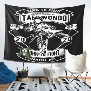 1pc Taekwondo Fighting Spirit 2025 Latest Tapestry, Wall Hanging - Polyester Tapestry - Gift for Friends and Yourself, Ideal for Home, Bedroom, Living Room, Office, Dorm Wall Decor, Live Stream Background, Art Poster, Bedroom Decoration, Office Decor