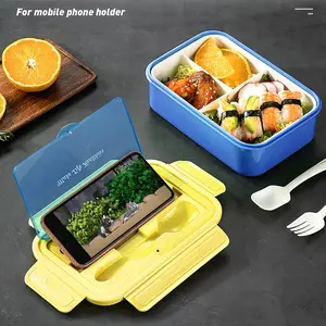 Leak-Proof Divided Lunch Box with Built-in Cutlery – Adult On-The-Go Container, Microwave/Dishwasher-Safe – BPA-Free for Office, School Trips – 3 Color Options