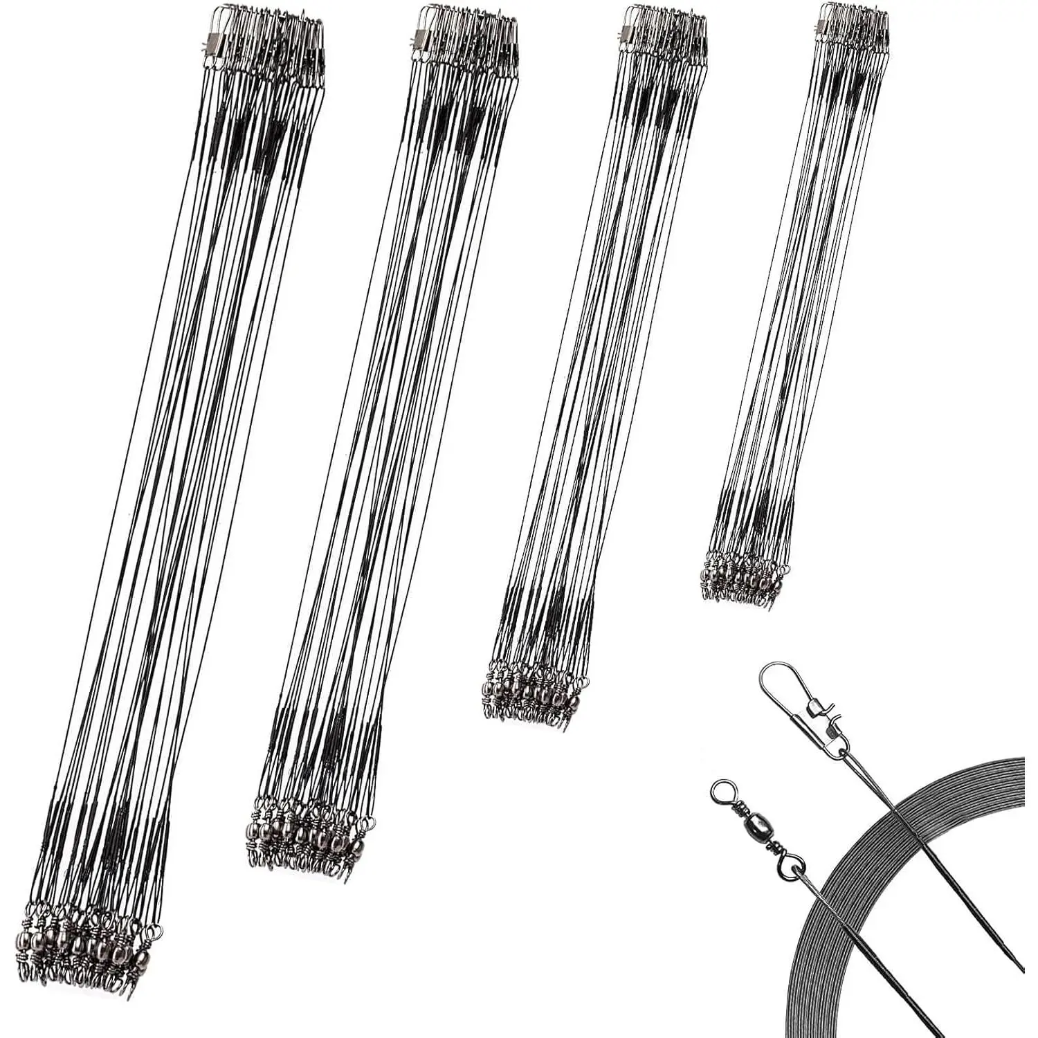 40Pcs Fishing Leaders, Upgrade Stainless Steel Leader, Premium Fish Wire Leaders, High-Strength Fishing Line Leader for Saltwater and Freshwater 4 Sizes, 6/8/10/12 Inches