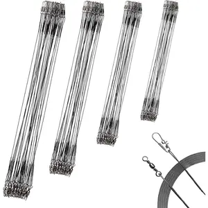 40Pcs Fishing Leaders, Upgrade Stainless Steel Leader, Premium Fish Wire Leaders, High-Strength Fishing Line Leader for Saltwater and Freshwater 4 Sizes, 6/8/10/12 Inches